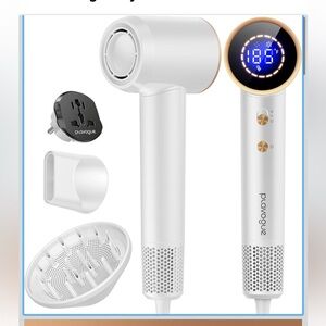 Plavogue White Digital Hair Dryer with Diffuser & Nozzle